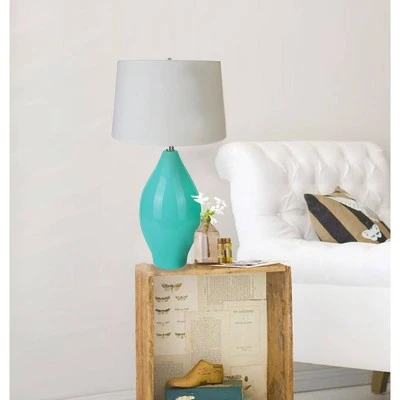 10.75" Traditional Ceramic Table Lamp Green - Ore International 1 10.75" Traditional Ceramic Table Lamp Green - Ore International