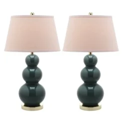 (Set of 2) 28" Pamela Triple Gourd Ceramic Lamp Marine Blue (Includes CFL Light Bulb) - Safavieh -Deals A Radiant Den Store unnamed file 5253