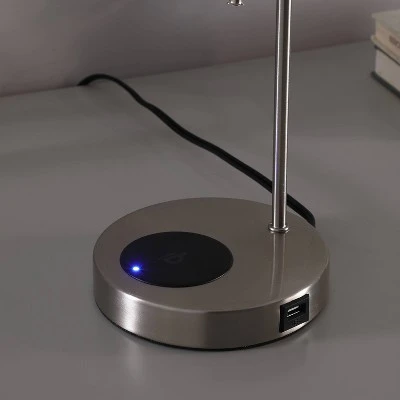 20" Traditional Metal Floor Lamp with USB Charging Port - Silver - Ore International 4 20" Traditional Metal Floor Lamp with USB Charging Port - Silver - Ore International - Image 4