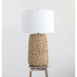 Jute Rope Table Lamp with Linen Shade - 3R Studios