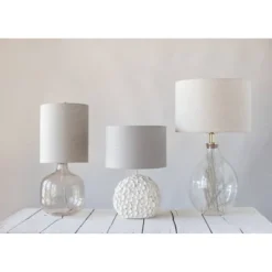 Transparent Glass Table Lamp with Cotton Shade - 3R Studios