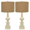 23" Set of 2 Distressed Cream Resin Table Lamp Cream - Decor Therapy