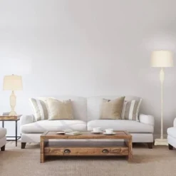 28" Faux Wood Table Lamp (Includes LED Light Bulb) White - Cresswell Lighting -Deals A Radiant Den Store unnamed file 5322