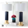 (Set of 2) 31" Dolce Table Lamp Navy/Gold (Includes CFL Light Bulb) - Safavieh