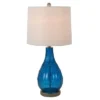 27.5" Emma Embossed Glass Table Lamp Indigo - Decor Therapy