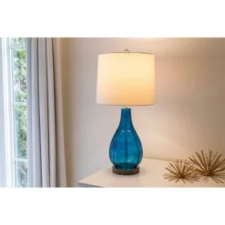 27.5" Emma Embossed Glass Table Lamp Indigo - Decor Therapy -Deals A Radiant Den Store unnamed file 5346