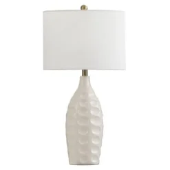 Large Round Transitional Dimpled Moulded Table Lamp White - StyleCraft