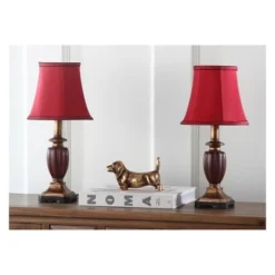 (Set of 2) 17" Hermione Urn Lamp Red (Includes CFL Light Bulb) - Safavieh