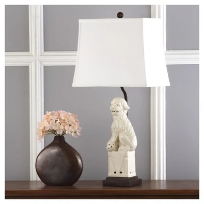 (Set of 2) 28.5" Foo Dog Table Lamp Cream (Includes CFL Light Bulb) - Safavieh 2 (Set of 2) 28.5" Foo Dog Table Lamp Cream (Includes CFL Light Bulb) - Safavieh - Image 2