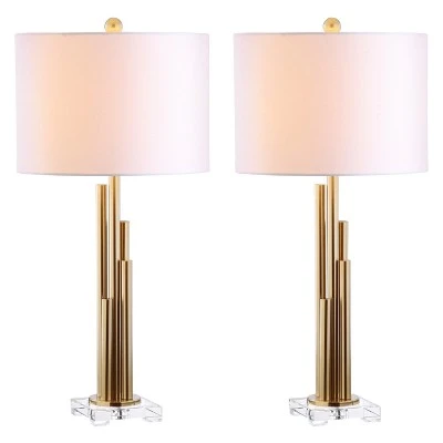(Set of 2) 32" Hopper Table Lamp Brass Gold (Includes LED Light Bulb) - Safavieh 1 (Set of 2) 32" Hopper Table Lamp Brass Gold (Includes LED Light Bulb) - Safavieh