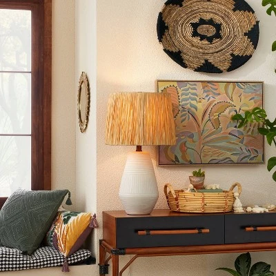 Opalhouse Designed With Jungalow Ceramic Table Lamp with Natural Shade Cream (Includes LED Light Bulb) - Opalhouse™ designed with Jungalow™ 1 Opalhouse Designed With Jungalow Ceramic Table Lamp with Natural Shade Cream (Includes LED Light Bulb) - Opalhouse™ designed with Jungalow™