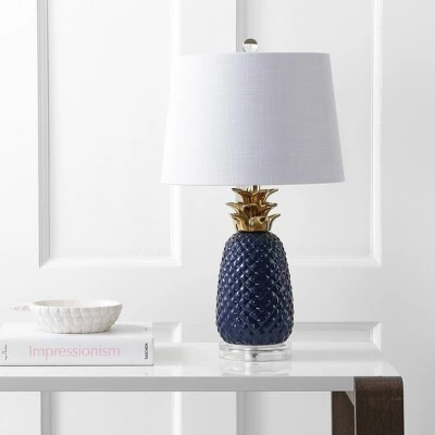 JONATHAN Y 23" Ceramic Pineapple Table Lamp (Includes Energy Efficient Light Bulb) - JONATHAN Y Blue 2 JONATHAN Y 23" Ceramic Pineapple Table Lamp (Includes Energy Efficient Light Bulb) - JONATHAN Y Blue - Image 2