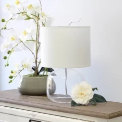 Glass Table Lamp with Fabric Shade Fresh White - Simple Designs -Deals A Radiant Den Store unnamed file 569