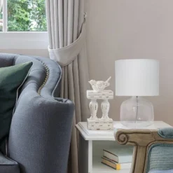 Glass Table Lamp with Fabric Shade Fresh White - Simple Designs -Deals A Radiant Den Store unnamed file 570