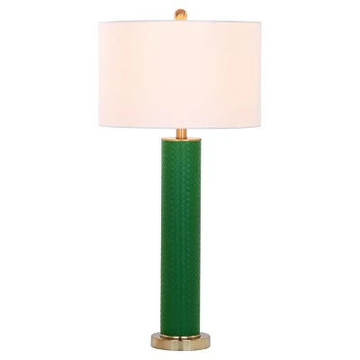 (Set of 2) 31.5" Ollie Faux Woven Leather Table Lamp (Includes CFL Light Bulb) Dark Green - Safavieh 1 (Set of 2) 31.5" Ollie Faux Woven Leather Table Lamp (Includes CFL Light Bulb) Dark Green - Safavieh