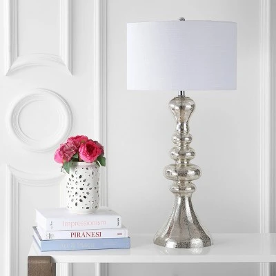 JONATHAN Y 35" Madeline Curved Glass Table Lamp (Includes LED Light Bulb) - JONATHAN Y Blue 2 JONATHAN Y 35" Madeline Curved Glass Table Lamp (Includes LED Light Bulb) - JONATHAN Y Blue - Image 2