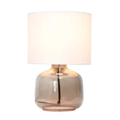 Glass Table Lamp with Fabric Shade White - Simple Designs
