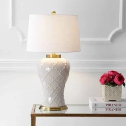 JONATHAN Y 29" Ceramic Arthur Table Lamp (Includes LED Light Bulb) Beige - JONATHAN Y
