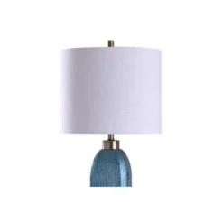 Maldon Textured Drip Glass Table Lamp with Tapered Drum Shade Blue - StyleCraft