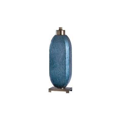 Maldon Textured Drip Glass Table Lamp with Tapered Drum Shade Blue - StyleCraft 2 Maldon Textured Drip Glass Table Lamp with Tapered Drum Shade Blue - StyleCraft - Image 2