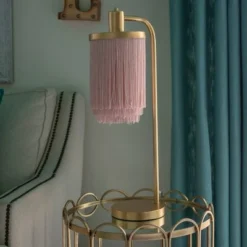26.5" Framboise Fringe Shade Table Lamp Gold Leaf - Decor Therapy -Deals A Radiant Den Store unnamed file 700