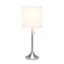 Tapered Desk Lamp with Fabric Drum Shade Silver - Simple Designs