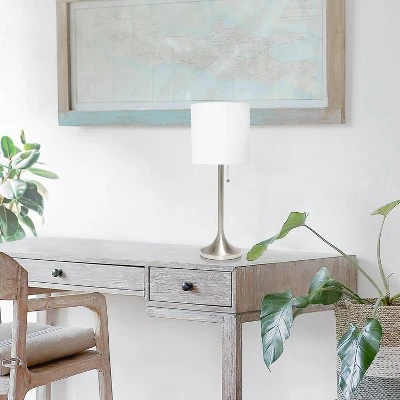 Tapered Desk Lamp with Fabric Drum Shade Silver - Simple Designs 3 Tapered Desk Lamp with Fabric Drum Shade Silver - Simple Designs - Image 3