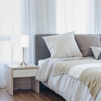 Tapered Desk Lamp with Fabric Drum Shade Silver - Simple Designs 4 Tapered Desk Lamp with Fabric Drum Shade Silver - Simple Designs - Image 4