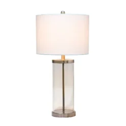 Entrapped Glass Table Lamp with Fabric Shade Brushed Nickel - Lalia Home