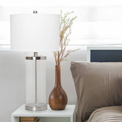 Entrapped Glass Table Lamp with Fabric Shade Brushed Nickel - Lalia Home 4 Entrapped Glass Table Lamp with Fabric Shade Brushed Nickel - Lalia Home - Image 4