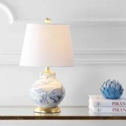 JONATHAN Y 20.5" Ceramic Holly Marbleized Table Lamp (Includes LED Light Bulb) Blue - JONATHAN Y