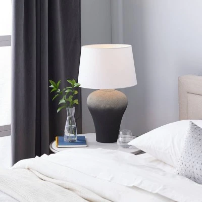Olivia & May 15" x 23.75" Ombre Textured Ceramic Table Lamp with Shade White - Olivia & May 1 Olivia & May 15" x 23.75" Ombre Textured Ceramic Table Lamp with Shade White - Olivia & May