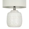 15.25" Textured Ceramic Accent Table Lamp with Linen Shade (Includes LED Light Bulb) White - Cresswell Lighting