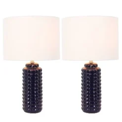 24" (Set of 2) Felix Table Lamps Blue (Includes LED Light Bulb) - Decor Therapy