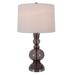 29" x 16" Glass Sadie Sculpted Table Lamp Smoke Translucent - Decor Therapy