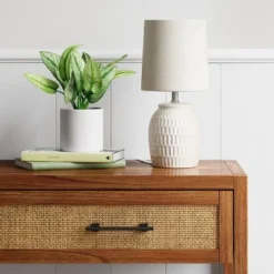 Embossed Scoop Pattern Ceramic Mini Lamp White - Threshold™