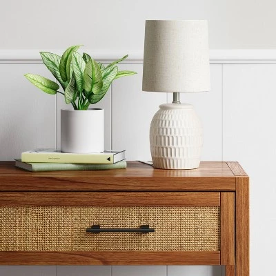 Embossed Scoop Pattern Ceramic Mini Lamp White - Threshold™ 1 Embossed Scoop Pattern Ceramic Mini Lamp White - Threshold™