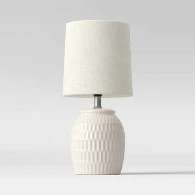 Embossed Scoop Pattern Ceramic Mini Lamp White - Threshold™ 3 Embossed Scoop Pattern Ceramic Mini Lamp White - Threshold™ - Image 3