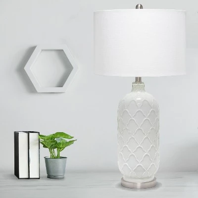 Argyle Classic Table Lamp with Fabric Shade White - Lalia Home 3 Argyle Classic Table Lamp with Fabric Shade White - Lalia Home - Image 3